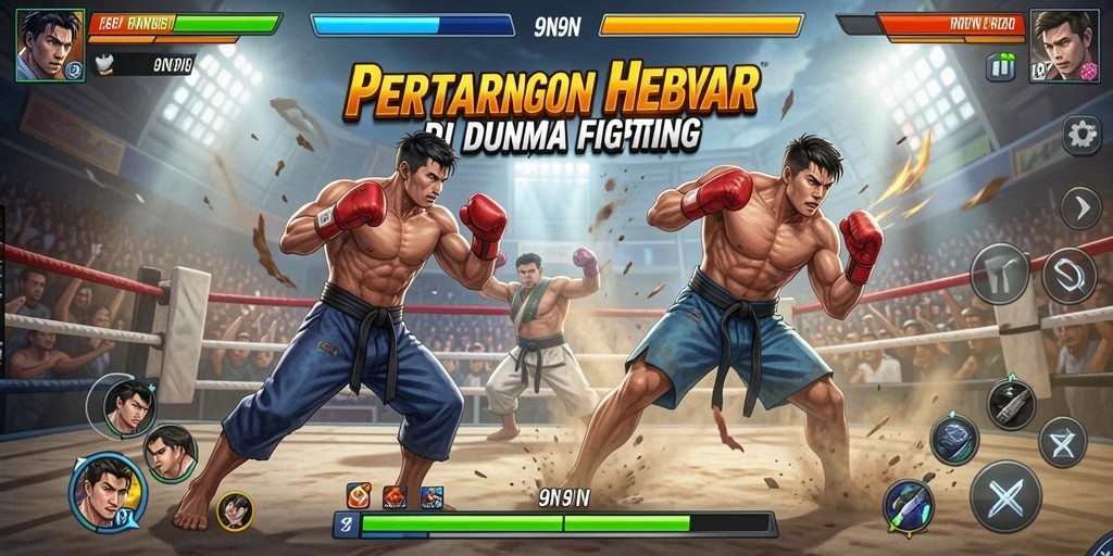 Tangkapan layar gameplay 9N9N dengan aksi pertarungan yang mendebarkan.