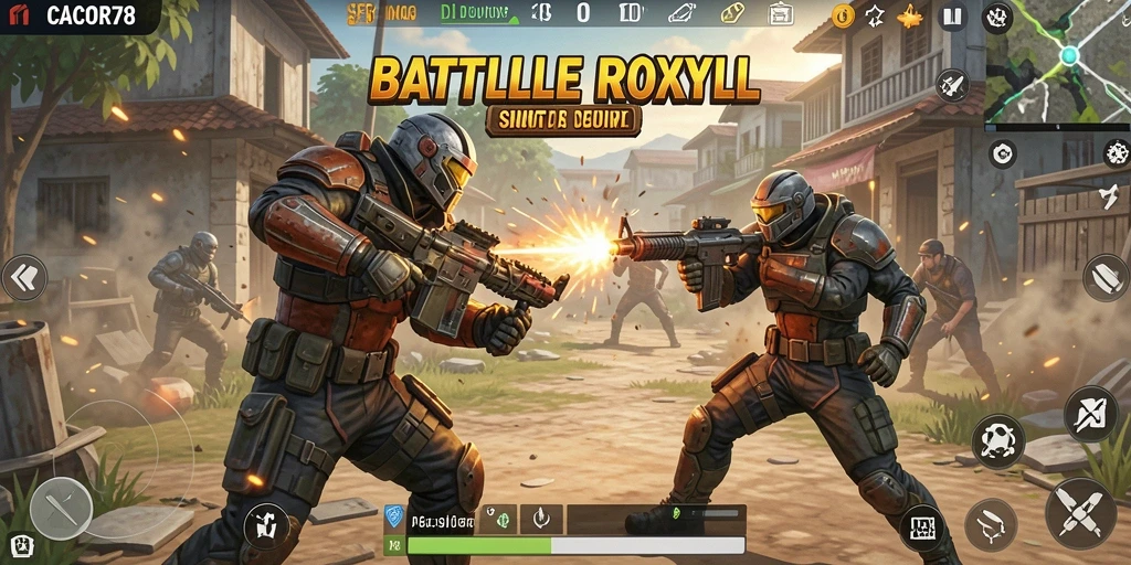 Tangkapan layar utama CACOR78 menampilkan aksi seru dalam pertempuran Battle Royale.