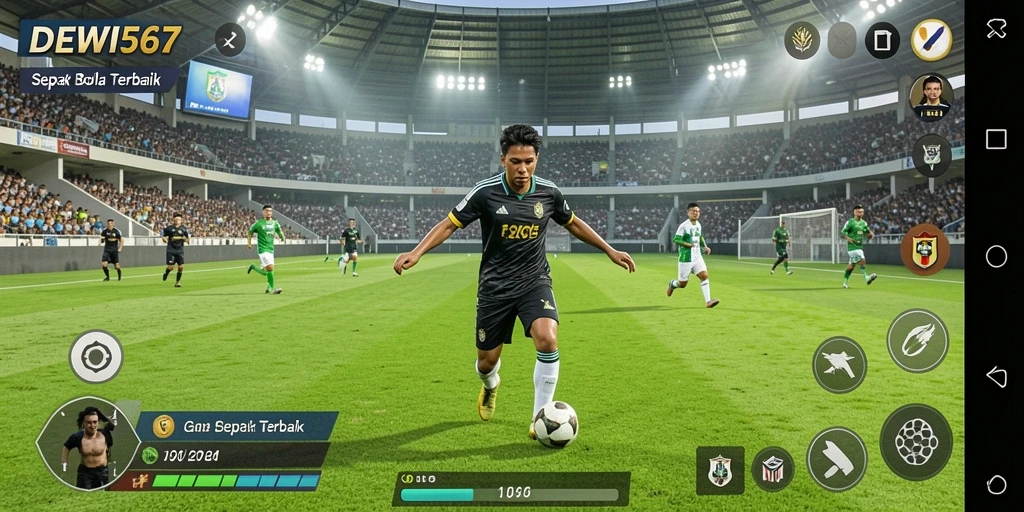 Tampilan gameplay sepak bola yang mendebarkan dari DEWI567.