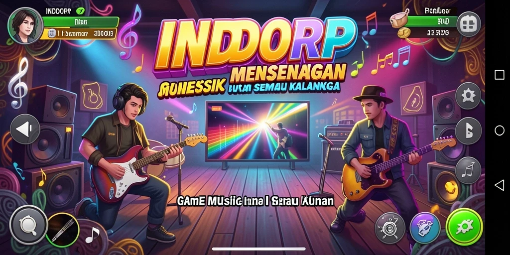Tampilan antarmuka INDORP yang menarik saat gameplay Musik.