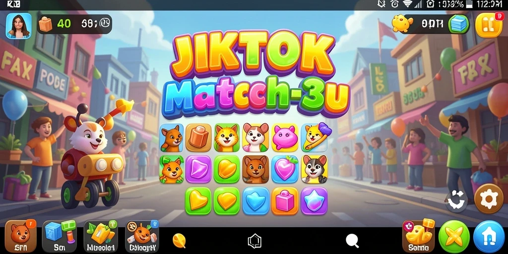 Screenshot gameplay JKTOK yang menampilkan aksi mencocokkan permata.