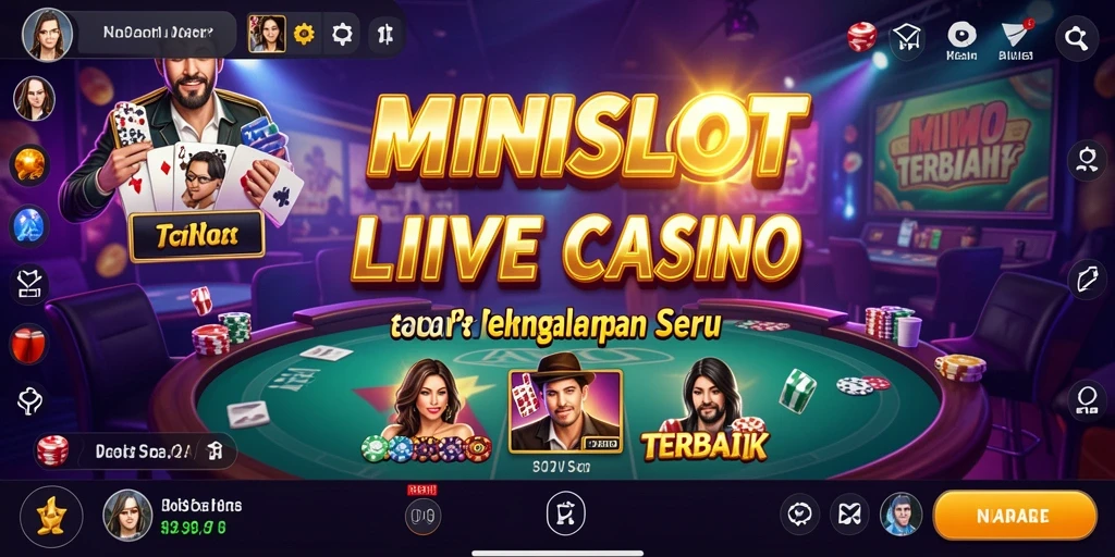 Tampilan gameplay seru di <strong>MINISLOT</strong> dengan dealer langsung dan interaksi pengguna.