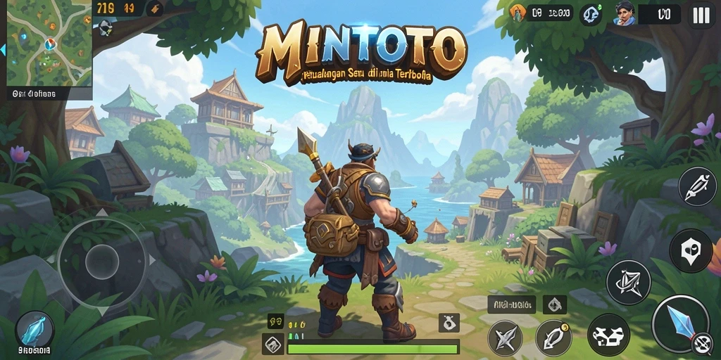 Screenshot gameplay MINTOTO menampilkan eksplorasi dunia terbuka yang menakjubkan.