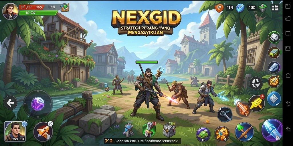 Tampilan gameplay <strong>NEXGID</strong> yang memukau dengan strategi pertempuran yang mendalam.