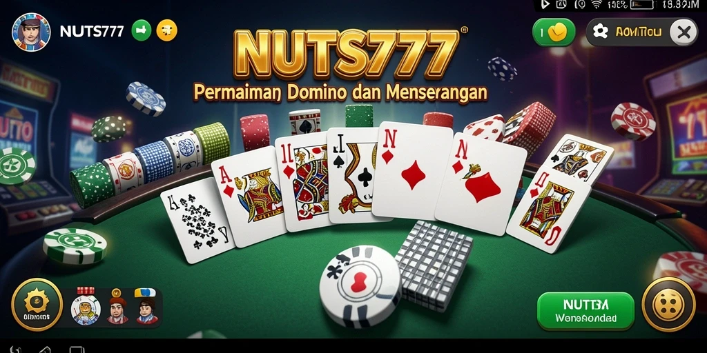 Tangkapan layar utama NUTS777 menampilkan gameplay Domino yang seru.