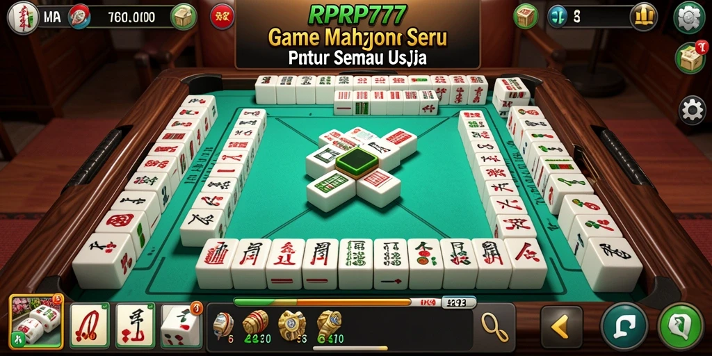 Tampilan gameplay RPRP777 yang menarik dengan ubin Mahjong berwarna-warni.