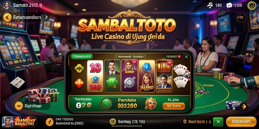 Screenshot gameplay SAMBALTOTO menampilkan dealer langsung dan suasana kasino yang autentik.