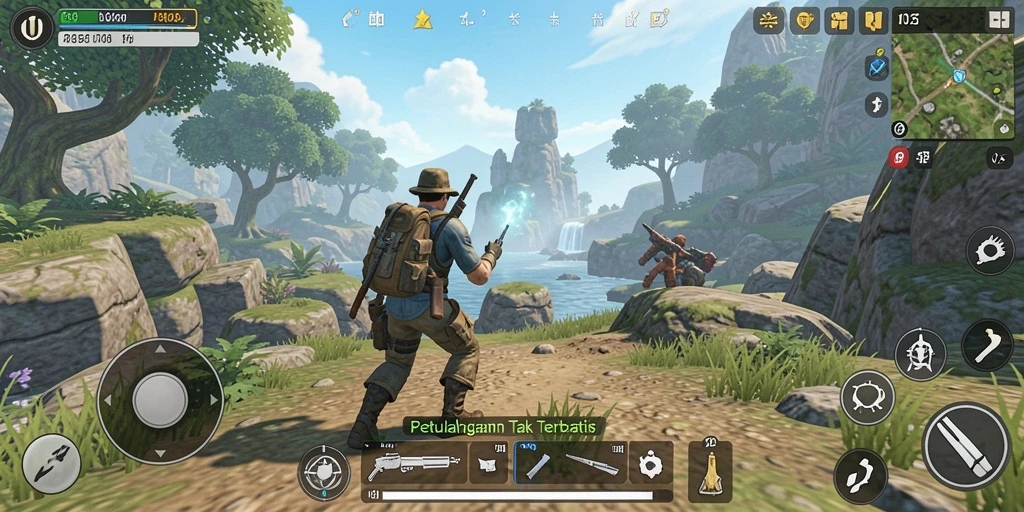 Screenshot gameplay yang menampilkan petualangan seru di dunia terbuka.