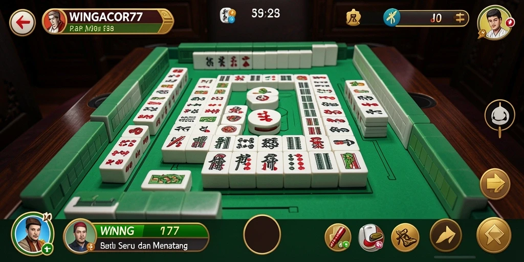 Screenshot gameplay WINGACOR77 menampilkan aksi permainan Mahjong yang menarik.