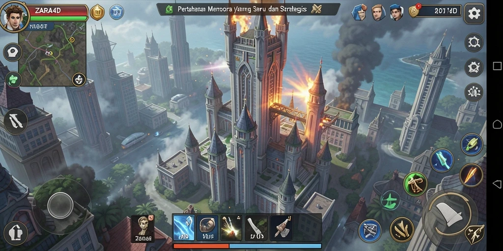 Gameplay ZARA4D yang seru dalam genre Tower Defense.